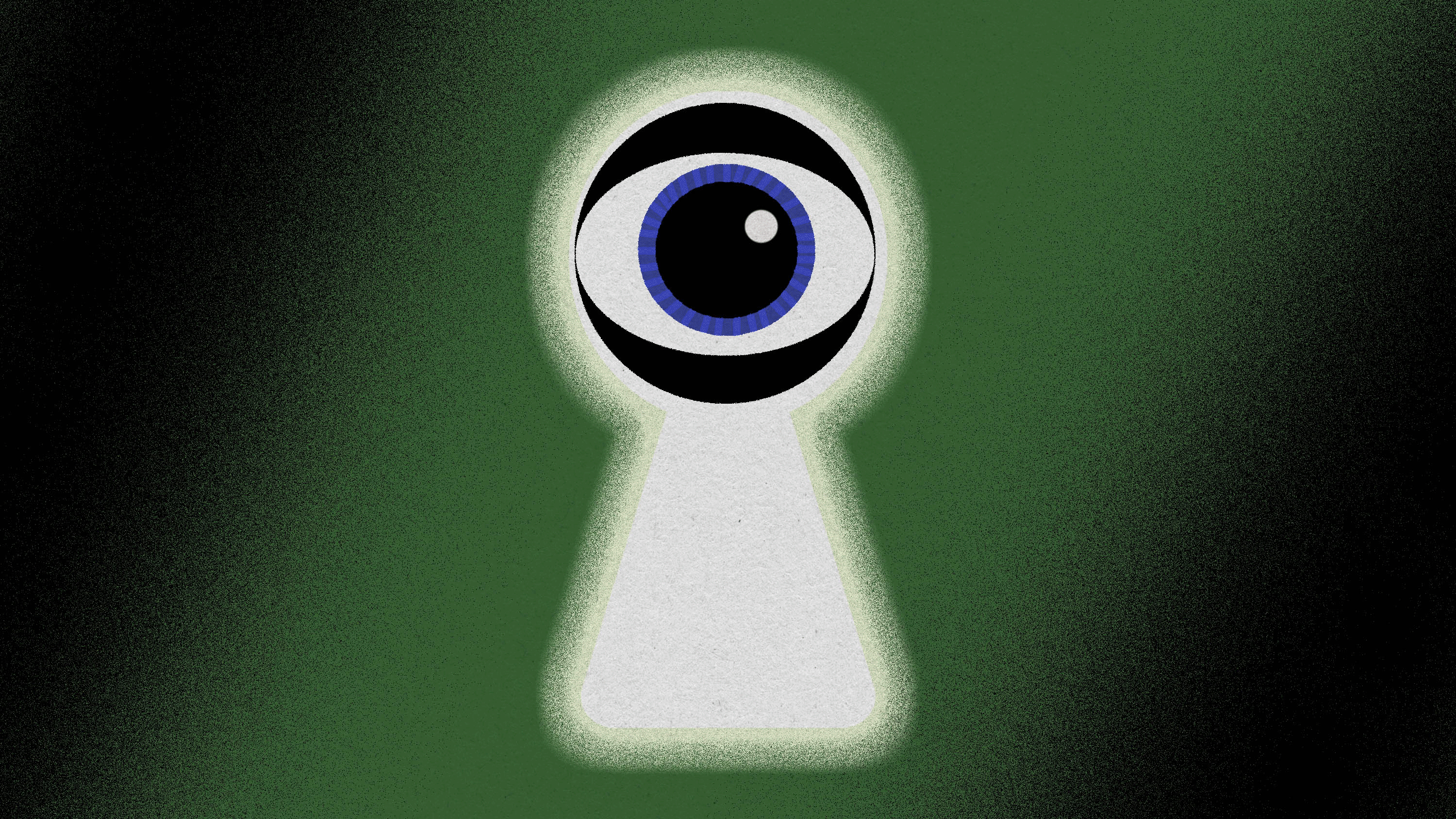 Eye animation through keyhole, concept of privacy
