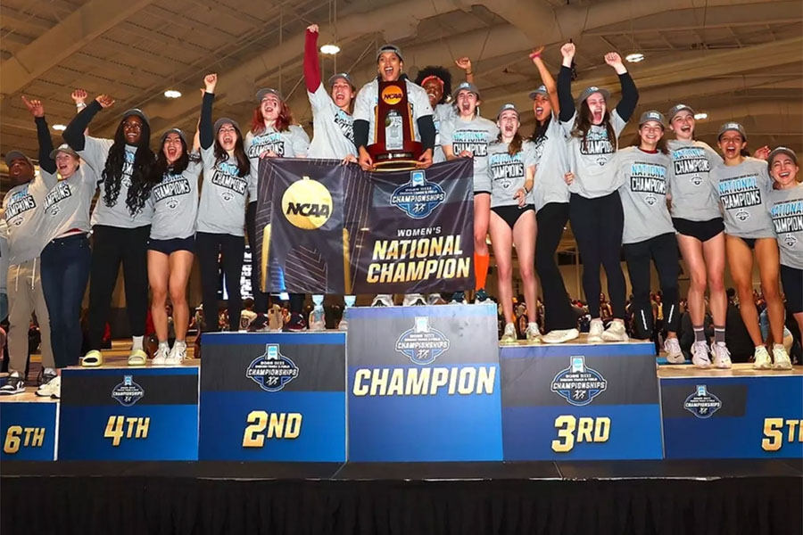 winners podium for NCAA track and field champions