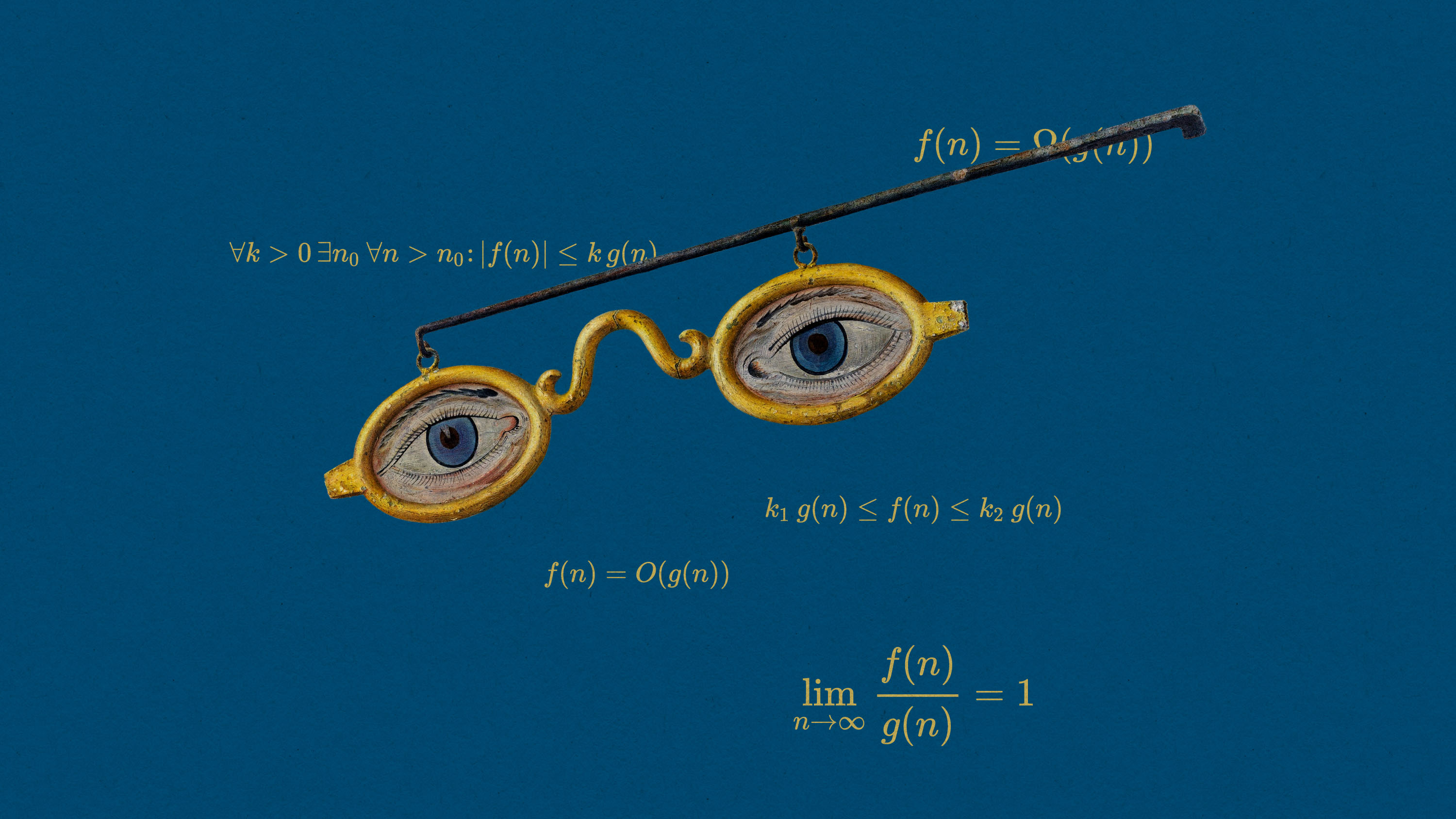 Big O notation equations around a spectacle sign